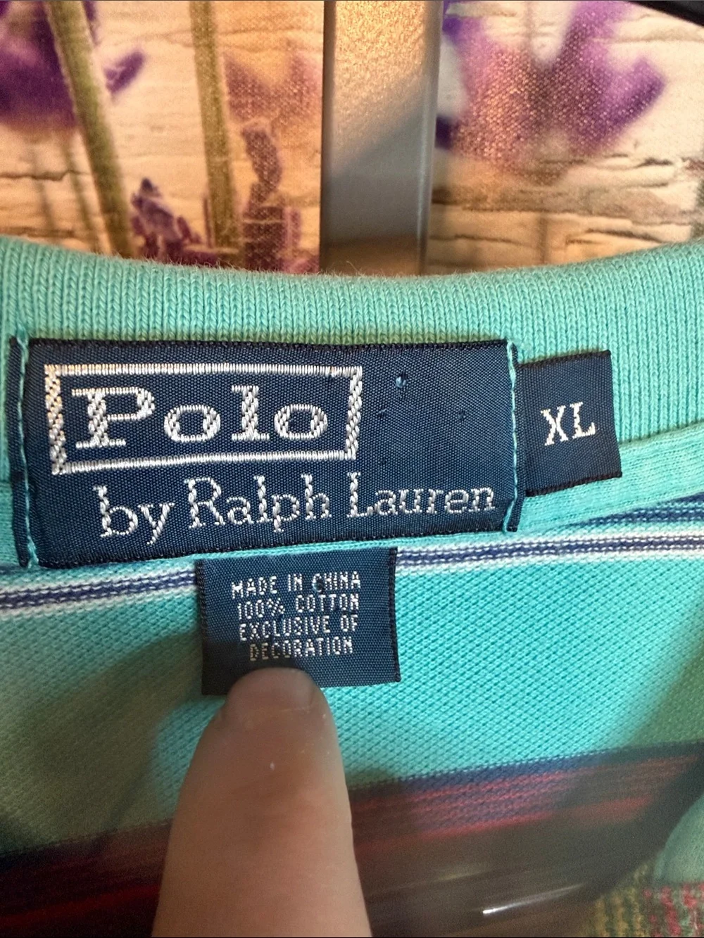 Polo by Ralph Lauren Teal Multi-Stripe Polo Mesh Shirt EUC Size XL